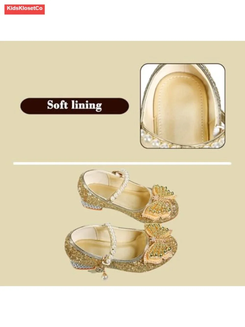 Glitter Mary Jane Low Heel Dress Shoes for Girls Toddler Little Kid Wedding